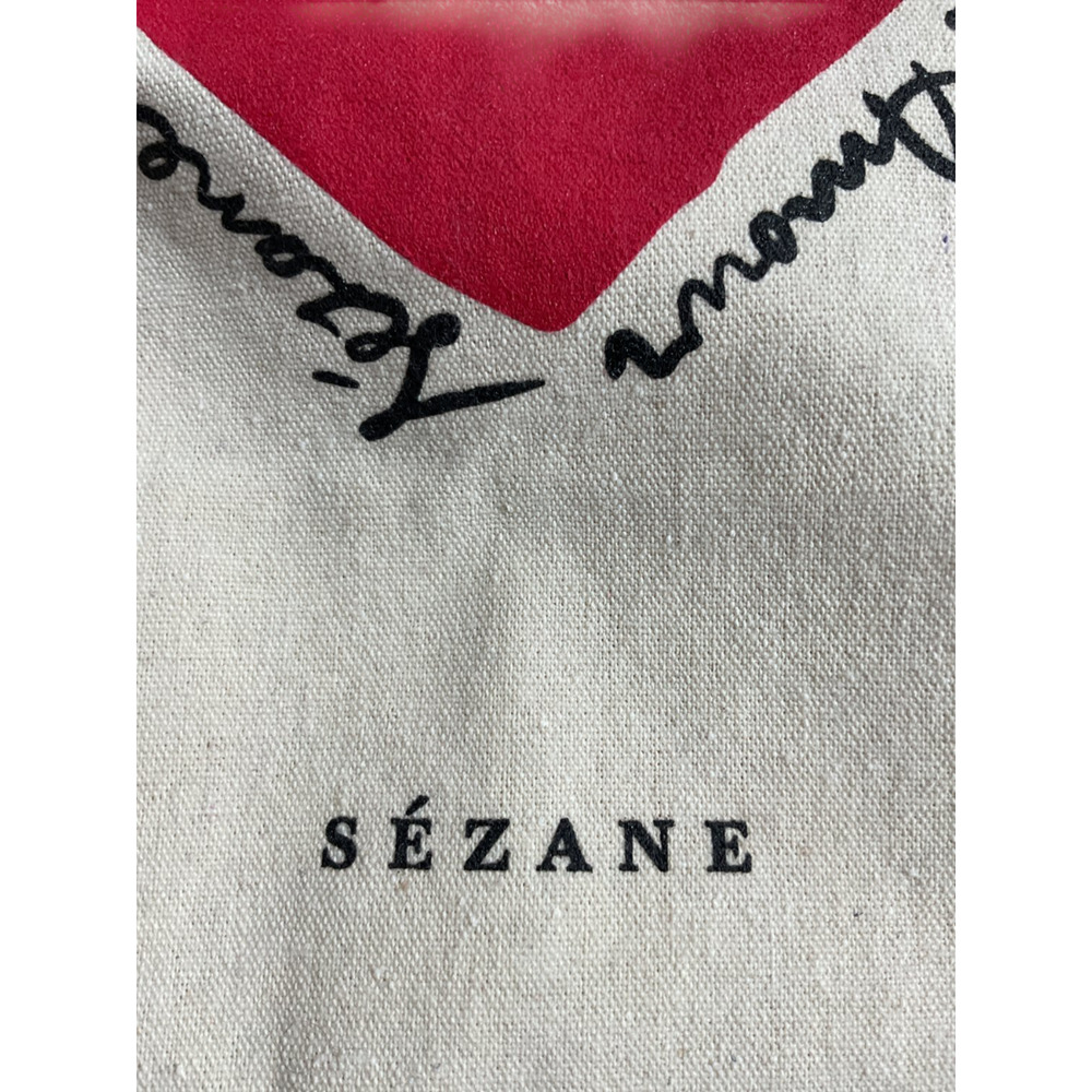 Sezane Graphic Ecru Red Mon Amour Tote Bag - Picture 3 of 5